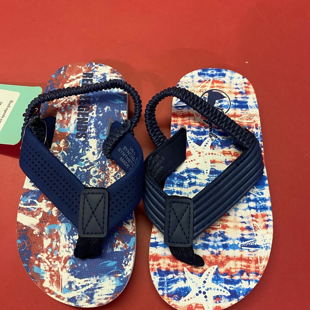 NWT Reel Legends blue but could be unisex flip flops size US9 toddler